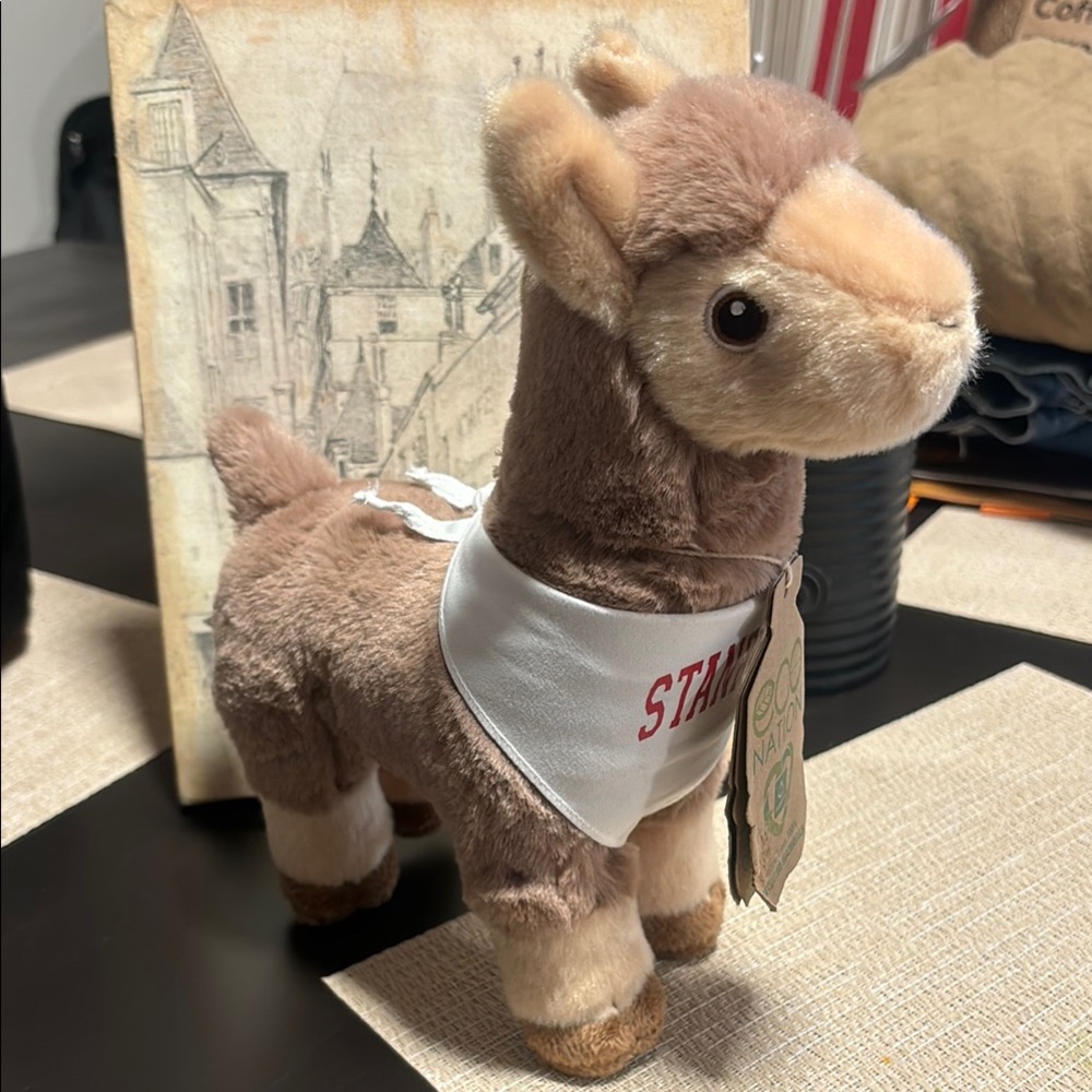 Brown Plush Llama Toy with White Bandana